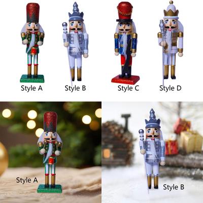 10inch Wood Soldier Figure Nutcracker Christmas Decoration Decorative Portable