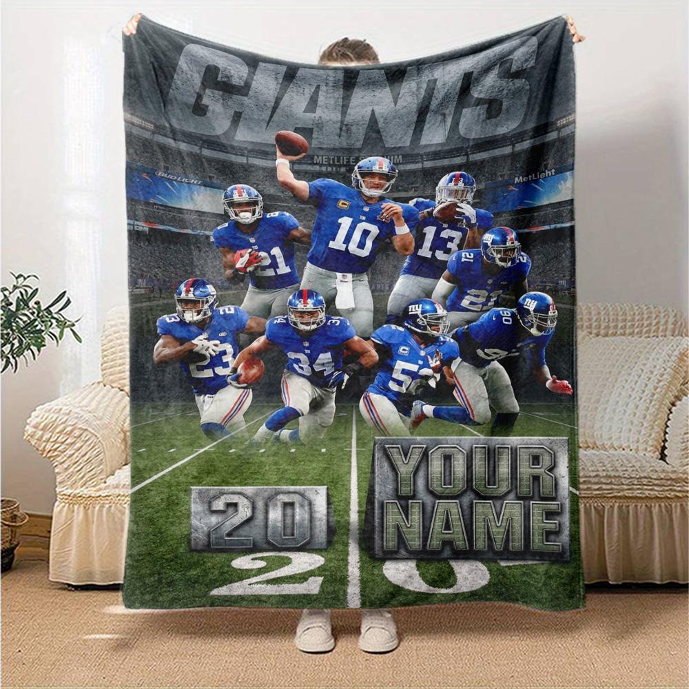 Name Custom New York Giants Print Flannel Blanket High Quality Warm Comfortable Cover for All Seasons Perfect for Gifts Home Decor