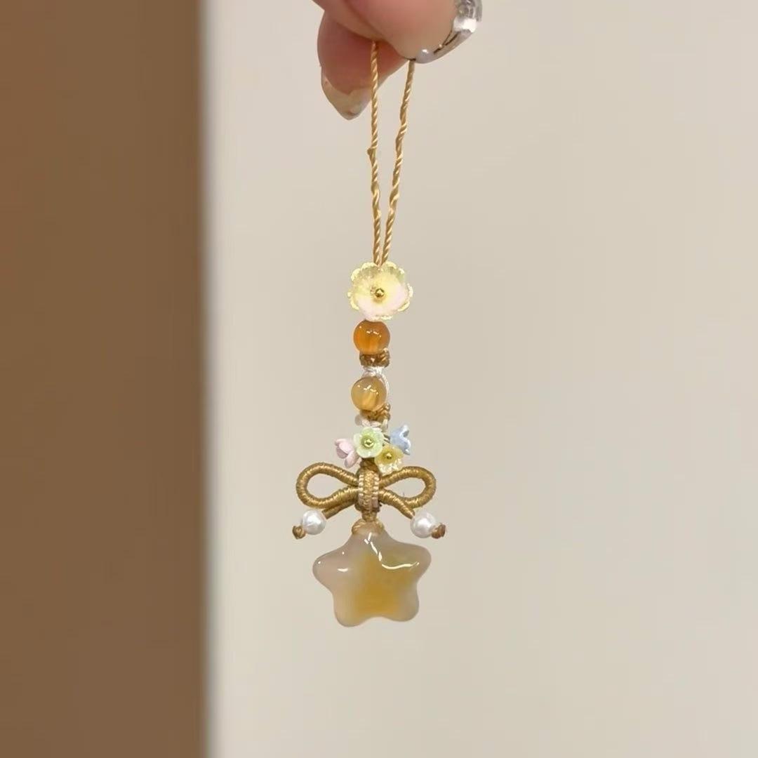 

New Chinese Style Hand Woven Phone Charm Star Flower Pendant Exquisite Literary Versatile Fashion Accessories