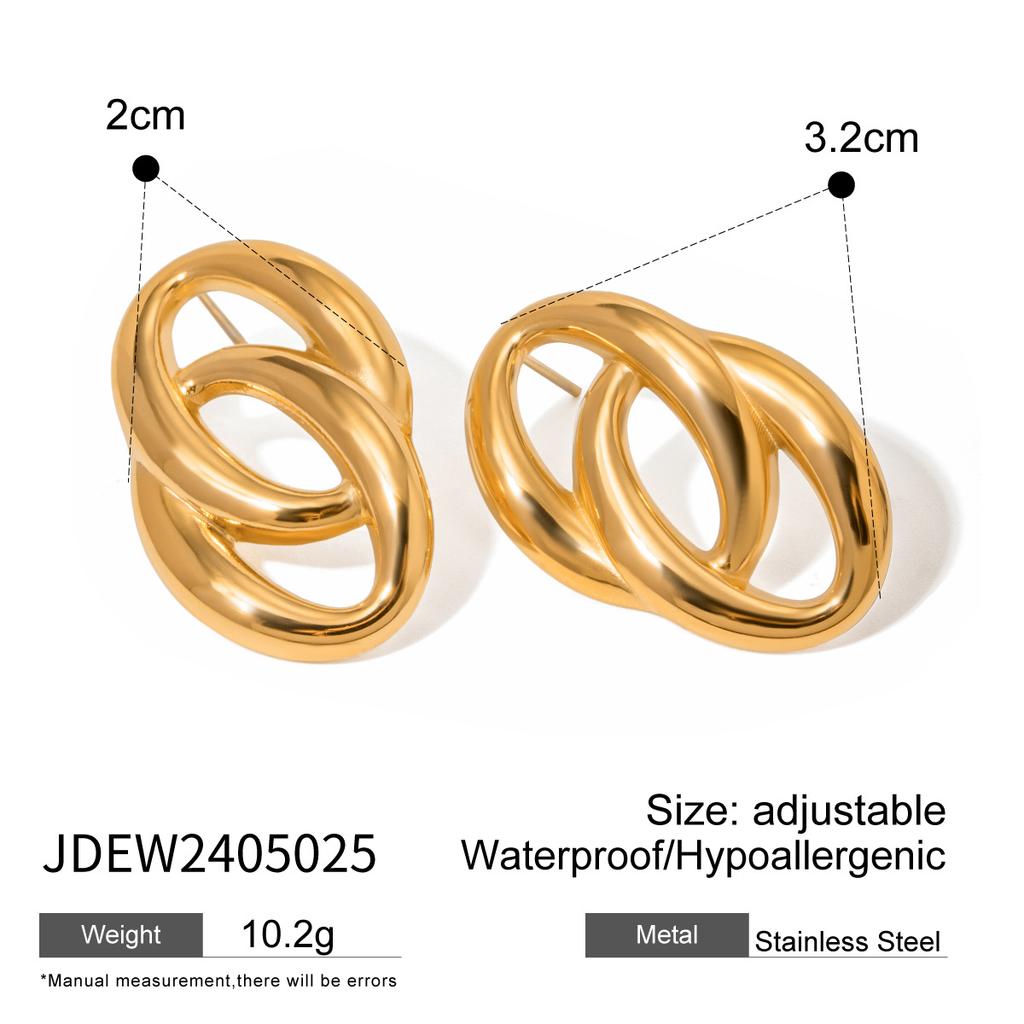 Jiedin European and American circle stud earrings stainless steel earrings earrings do not fade titanium steel jewelry