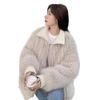 Fur jacket women's imitation mink hair autumn and winter new thickened plush coat medium and long loose square neck coat