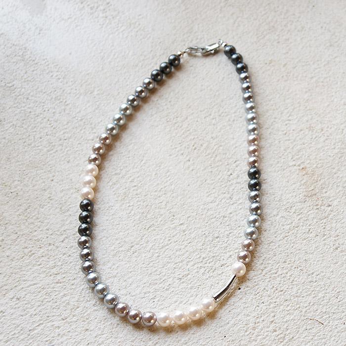 Treaju Gray Gradation Pearl Necklace