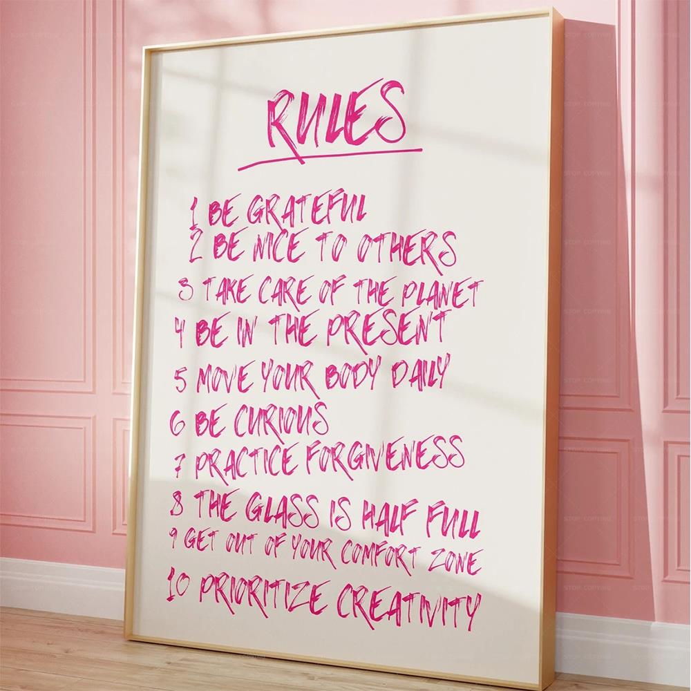 

Модные розовые правила барная тележка элегантные девчачьи цитаты подарок настенное искусство холст картины постеры для гостиной домашний декор 21x30cm No Framed