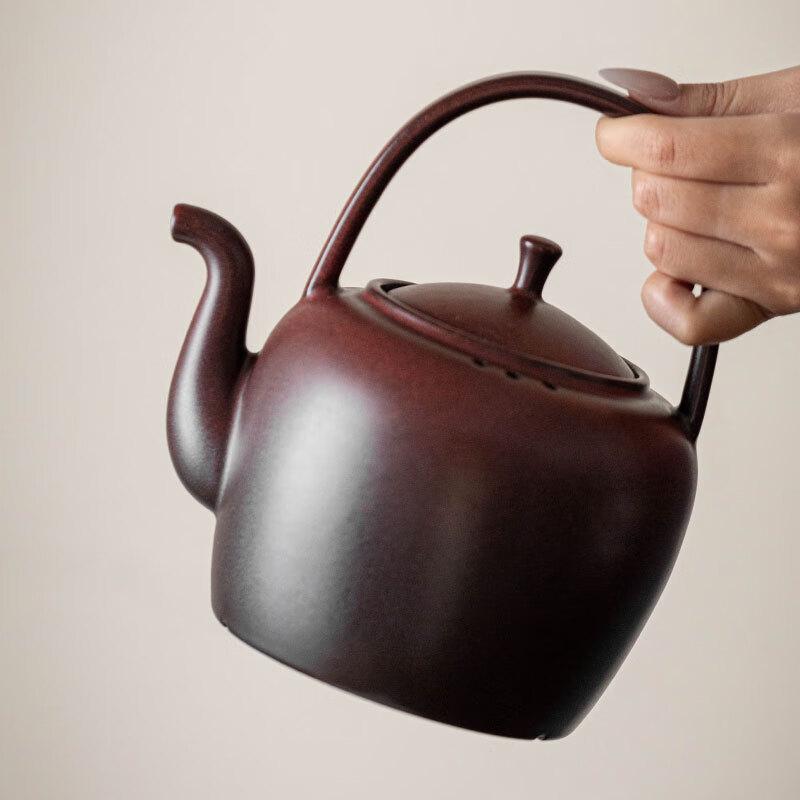 Traditional Ceramic Teapot Kettle with Overhead Handle