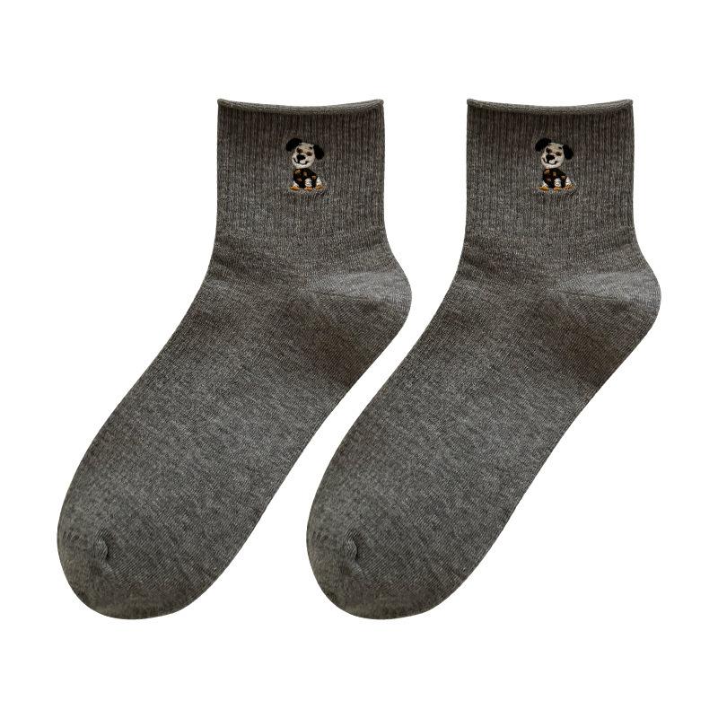 Socks Women'S Summer Cotton Socks Solid Color Embroidery Lace Mid-Tube Socks Cute Animal Sports Socks Socks Industry