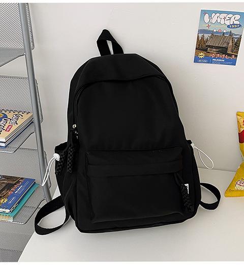 Schoolbagins Schoolbag Female Student Korean Version Internet Celebrity Junior High School Student Canvas Backpack Japanese Solid Color Large 