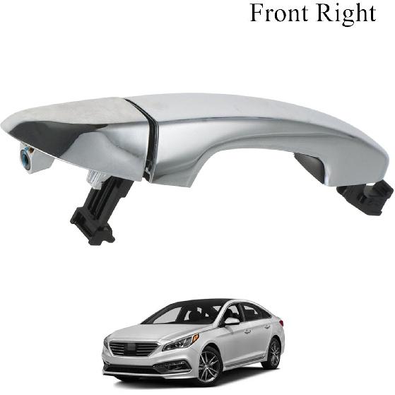 Chrome Front Passenger Right Side Door Handles with Cap Assembly with Key Hole Rh Compatible with Hyundai Sonata 2015-2019 Replace 82661C1110,