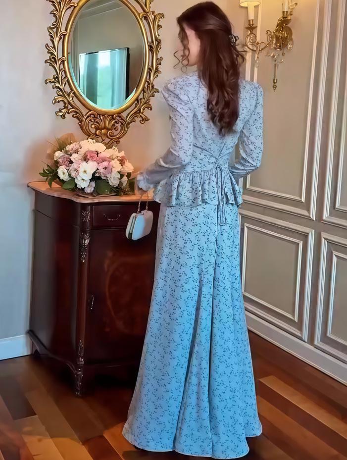 2025 European & American Summer Print Slimming Waist Belt Shirt Dress