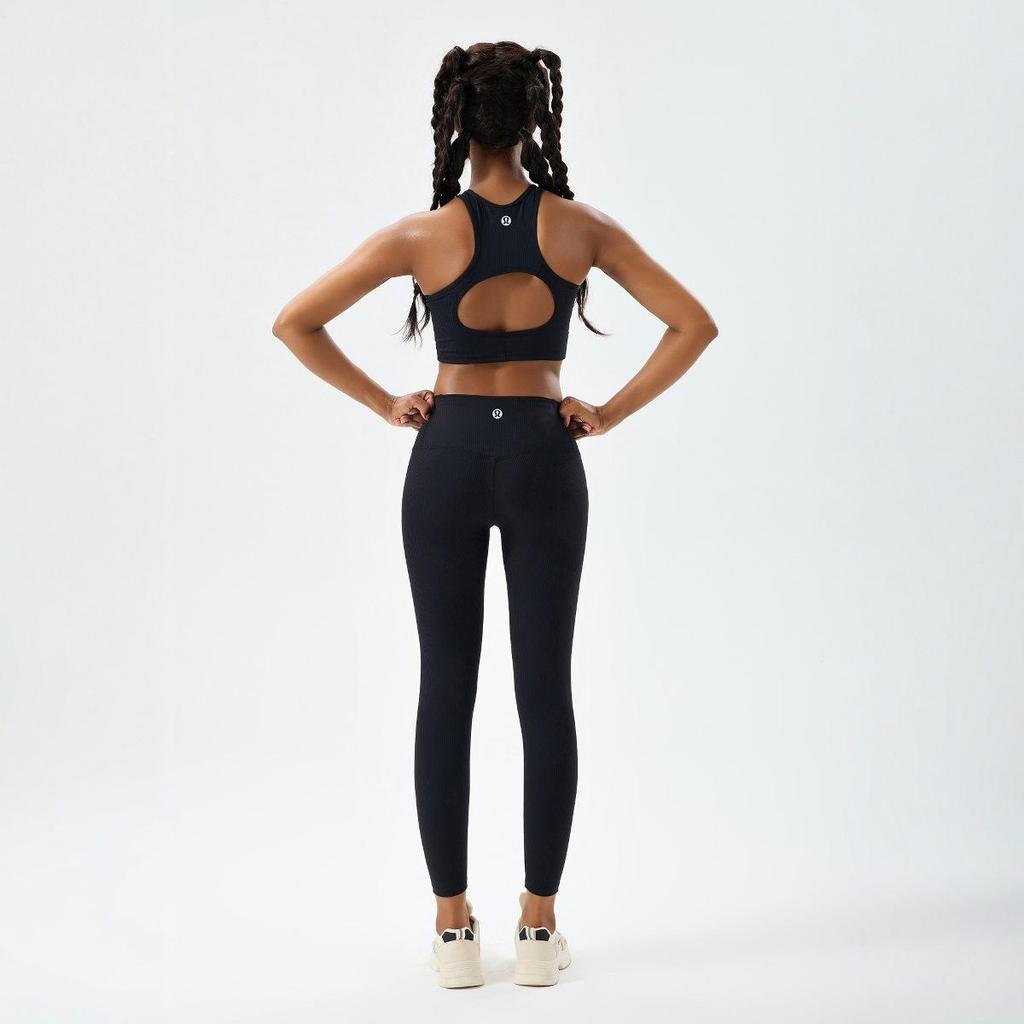 2025 Euro-American Women's High Waist Yoga Pants Set - Nude Feel, Elastic, Ideal for Running & Fitness