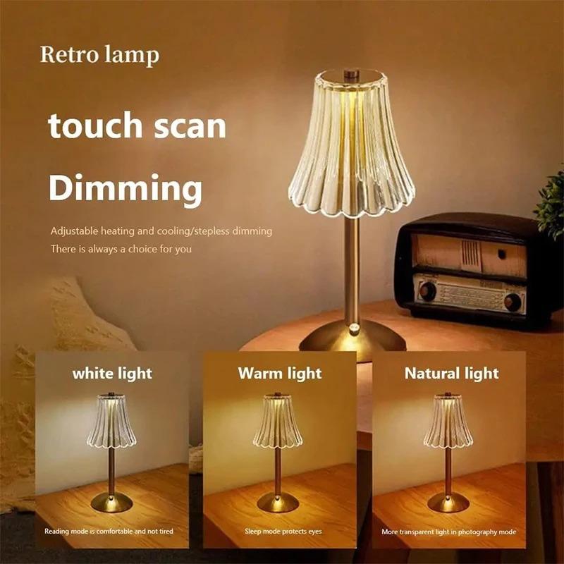Luxury LED Table Light Touch Bedroom Rechargeable Night Lamp Bedroom Study Bedsides Atmosphere Decoration Glass LED Table Lamps