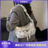 Large-capacity Bag Women's Summer New Niche Bow Shoulder Messenger Bag Pleated Dumpling Bag