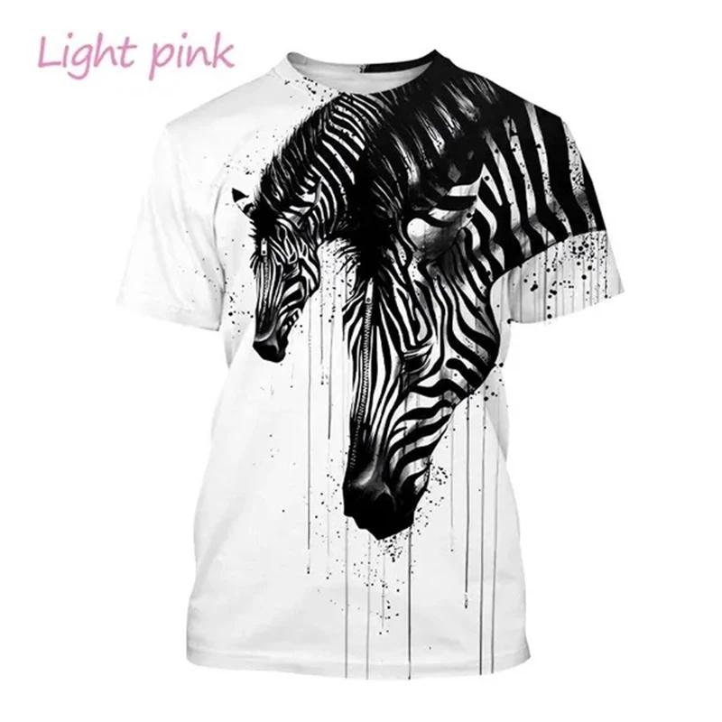 Zebra Pattern T Shirt Men's Cute Animals 3D Printed T-Shirts Summer Fashion Kids Women Casual Cool O Neck Loose Tees Tops
