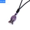 Niche unique design natural agate stone fish pendant crystal braided necklace jewelry