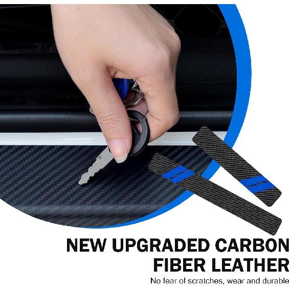 Door Sill Protector, Car Door Edge Guards, Carbon Fiber Car Protective Sticker, Door Pedal Trunk Anti-Scratch Decoration, Universal for Most Cars