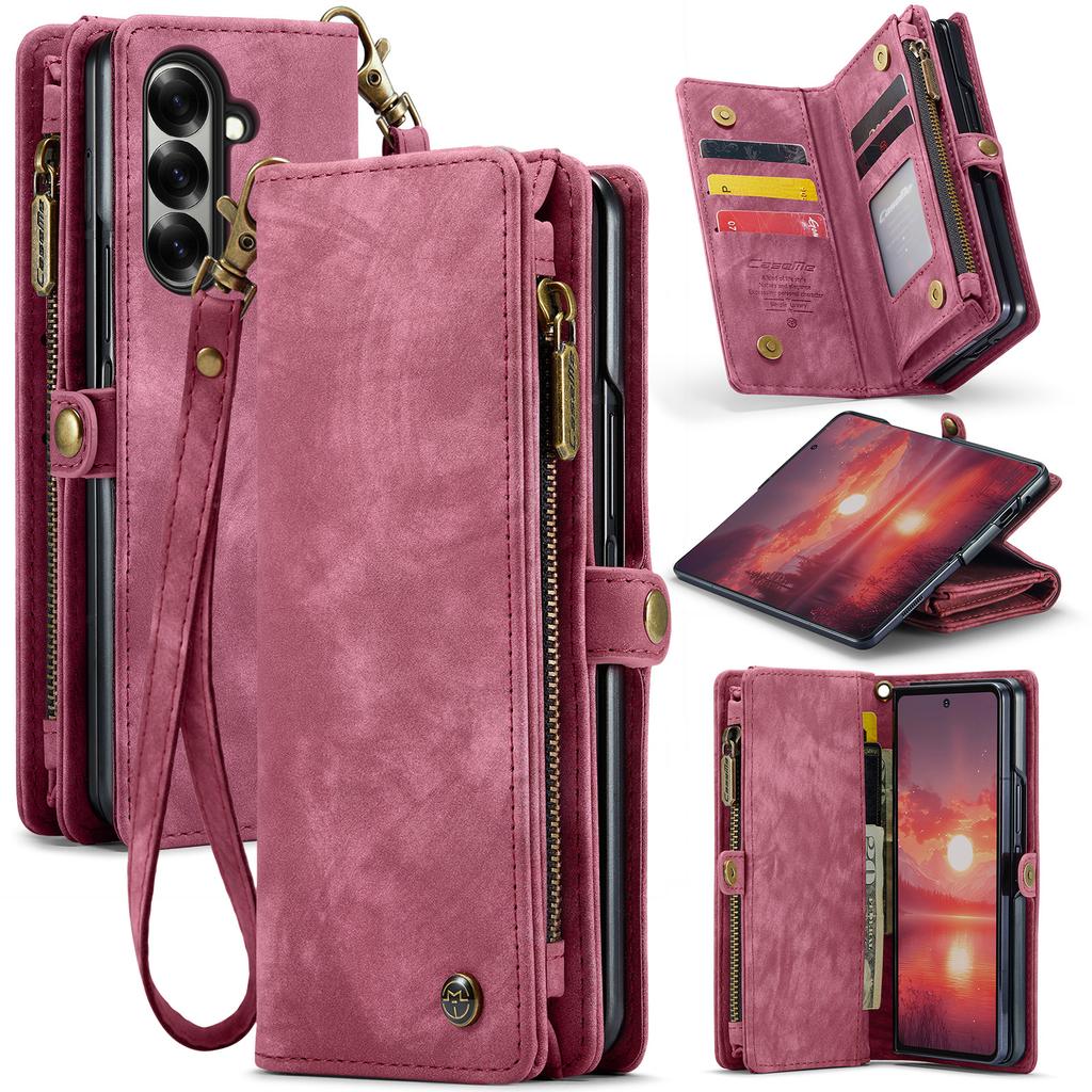 For Samsung Galaxy Z Fold7 5G Phone Cases CASEME 008 Leather Cover with Detachable Wallet and Strap