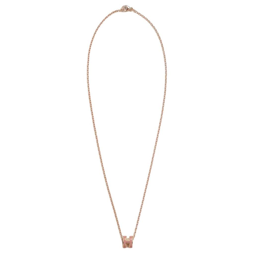 Hermes Pop H Series Logo Design Necklace Unisex Necklace Pink Apricot H147992FOF2