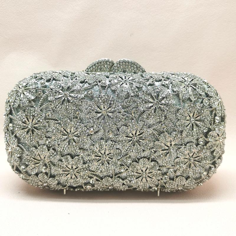 

Flower Diamond Evening Clutch Bags 4 Colors Crystal Women Cellphone Wedding Purses Handbags Lady Rhinestone Money Pocket Case 20cmX10cmX5cm