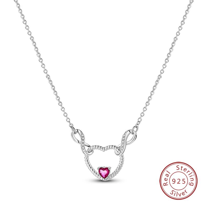 925 Silver Luminous Firefly Heart Shaped Zircon Pendant Necklace For Women Fashion Anniversary Birthday Jewelry Gifts