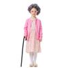 Childrens Granny Role Play Outfit Floral Printed Pink Dress Safe Accessories Outfit Halloween Cosplay Dress For Kids