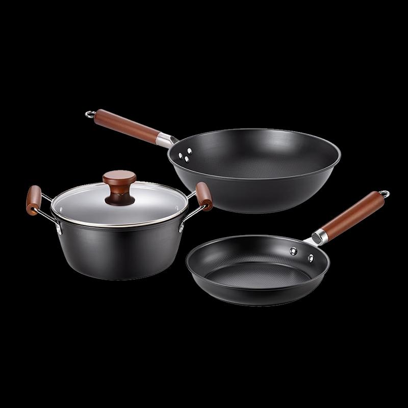 DESLON DFS-TZ835A Three-Piece Non-stick Iron Cookware Set