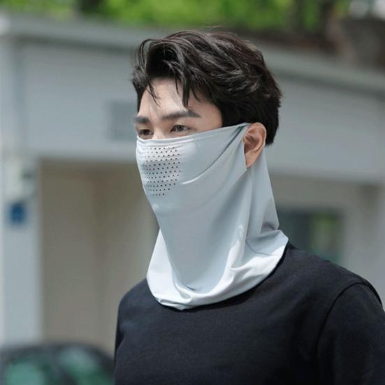 Sun Protection Guard Quick-Dry Fabric Ice Silk Face Guard with Breathable Mesh Cooling Fabric Extended Neck Gaiter Anti-UV Face Guard
