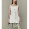 Summer New Product Women's Clothes Commute Style Square Collar Sleeveless Single Breasted White Suspender Mid Length Long Length Vest Jacket