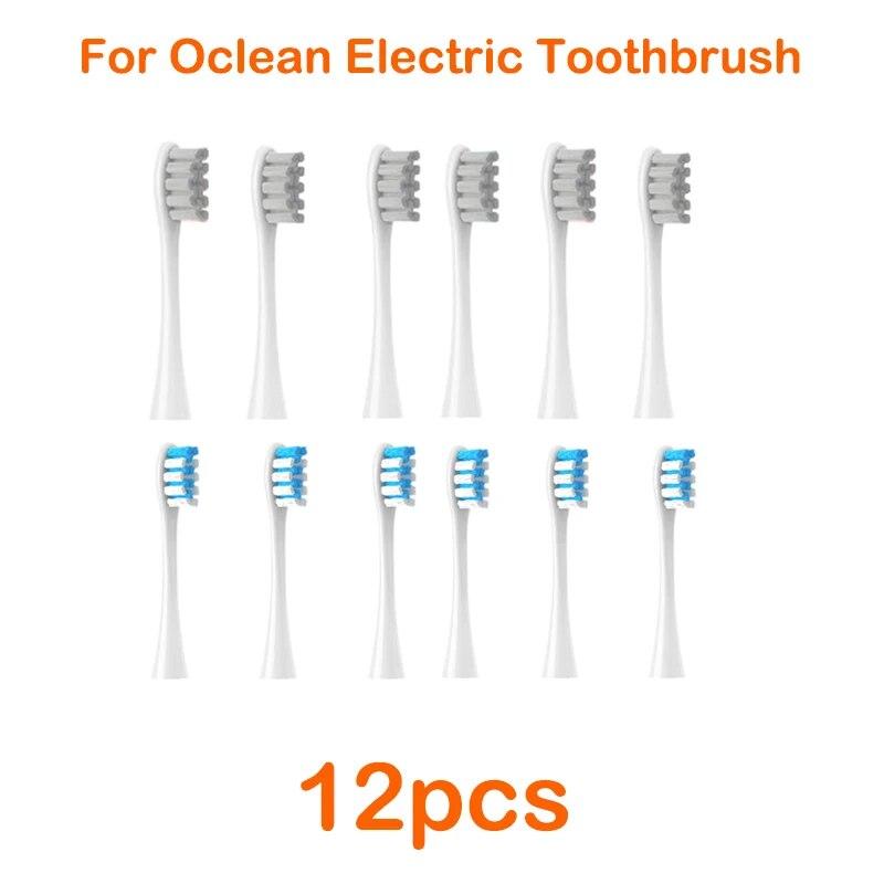 12pcs Replacement Tooth Brush Heads For All Oclean X/ X Pro/ Z1/ F1/ One/ Air 2 /se Sonic Soft Electric Toothbrush Cleaning