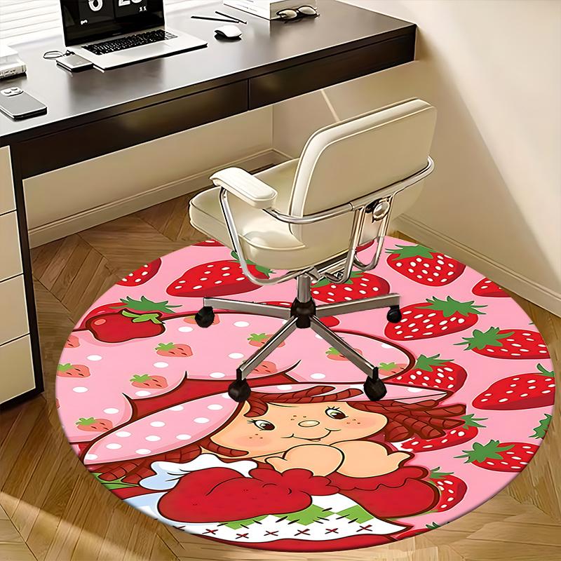 Strawberry Shortcake Chair Mat - Round Carpet for Home Decor, Office Use, Bedroom