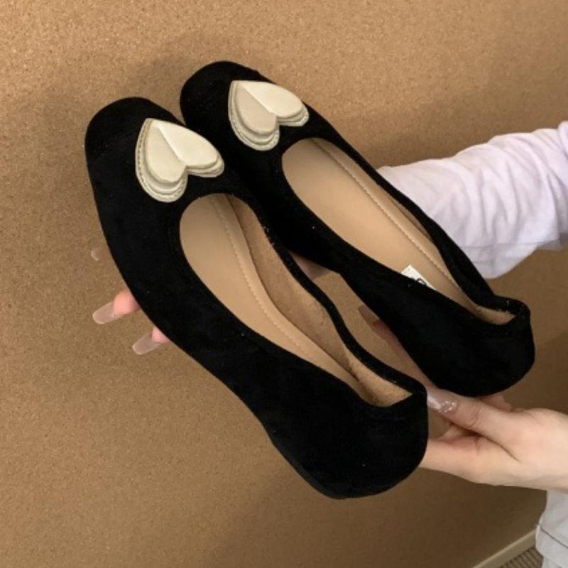 

Мода Мода Украшение в форме сердца Туфли Мэри Джейн Женские Ретро Искусственная замша Балетки Удобная Мягкая подошва Неглубокие Дизайнерские туфли 35 чёрный