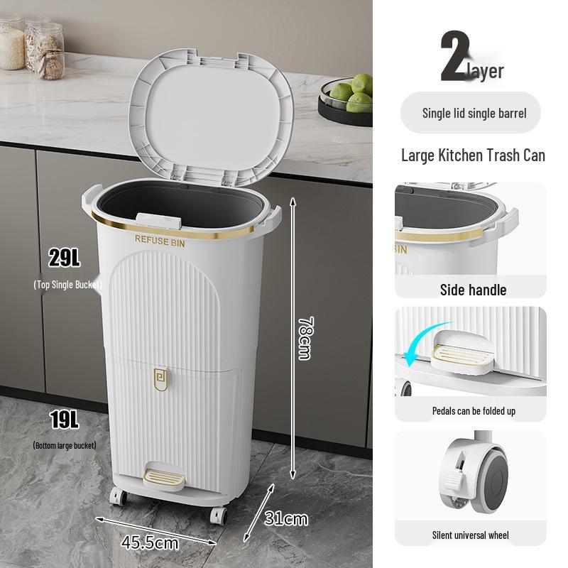 Luxusní vysoký odpadkový koš v japonském stylu s nožním pedálem pro suchý a mokrý odpad