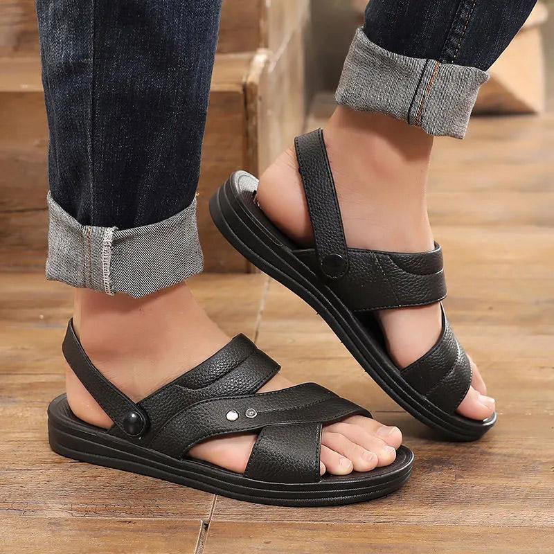 Men's Sandals Thick-soled Summer Non-slip Casual Shoes Comfortable Wear-resistant Outer Wear Dual-use Sandals and Slippers Dad Beach Shoes