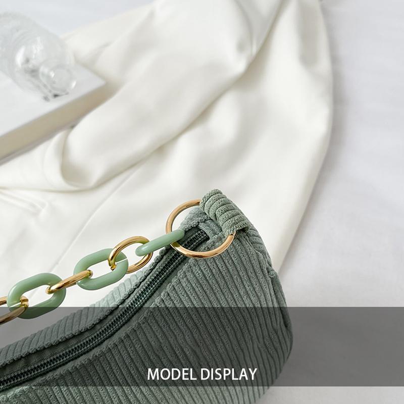 Vintage Women Handbags Corduroy Underarm Bag Casual Women Shoulder Bags Solid Color Zipper Female Handbag Clutch