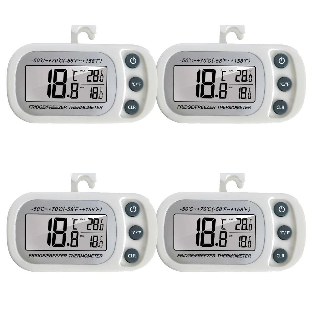 Digitales Kühlschrankthermometer Großes LCD Wasserdicht Kühlschrank Gefrierschrank Thermometer Magnetische Rückseite & Haken für Küche Haushalt Restaurant