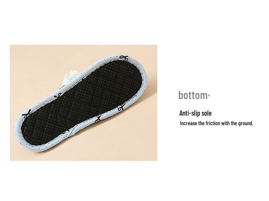 Korean Style Handmade Cotton Bow Soft Sole Indoor Slippers