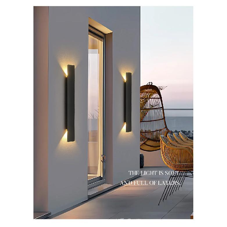 Outdoor Waterproof Wall Lamps Strip Aluminum Wall Lights 18W LED Black Wall Lamp Bedroom Exterior Outdoor Lighting Fixtures