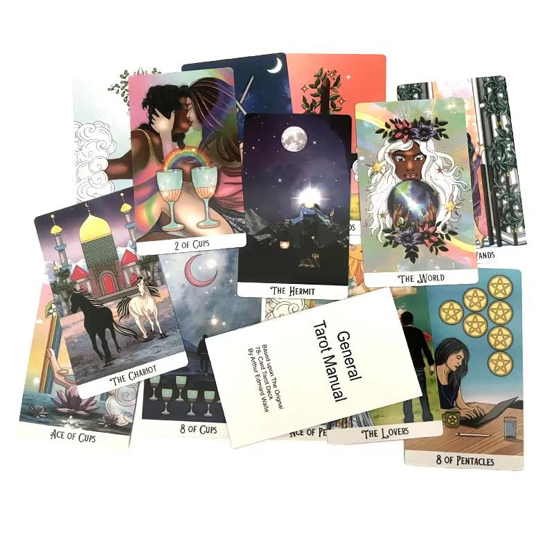 Mystic Soul Tarot 78 Pcs Cards with Guidebook - Vibrant Colors Throughout The Deck, To Uplift The Energy of The Reader