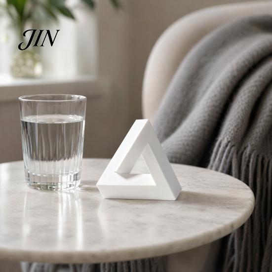 Exhibition Hall Decor Triangle Sculpture, 3D Printed Optical Illusion Figurine, Abstract Minimalist Geometric Desktop Decoration for Living