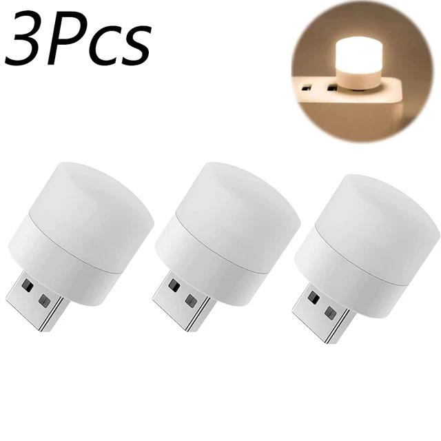 10/1Pcs Mini USB Night Light Warm White Eye Protection Book Reading Light USB Plug Computer Mobile Power Charging LED Night Lamp