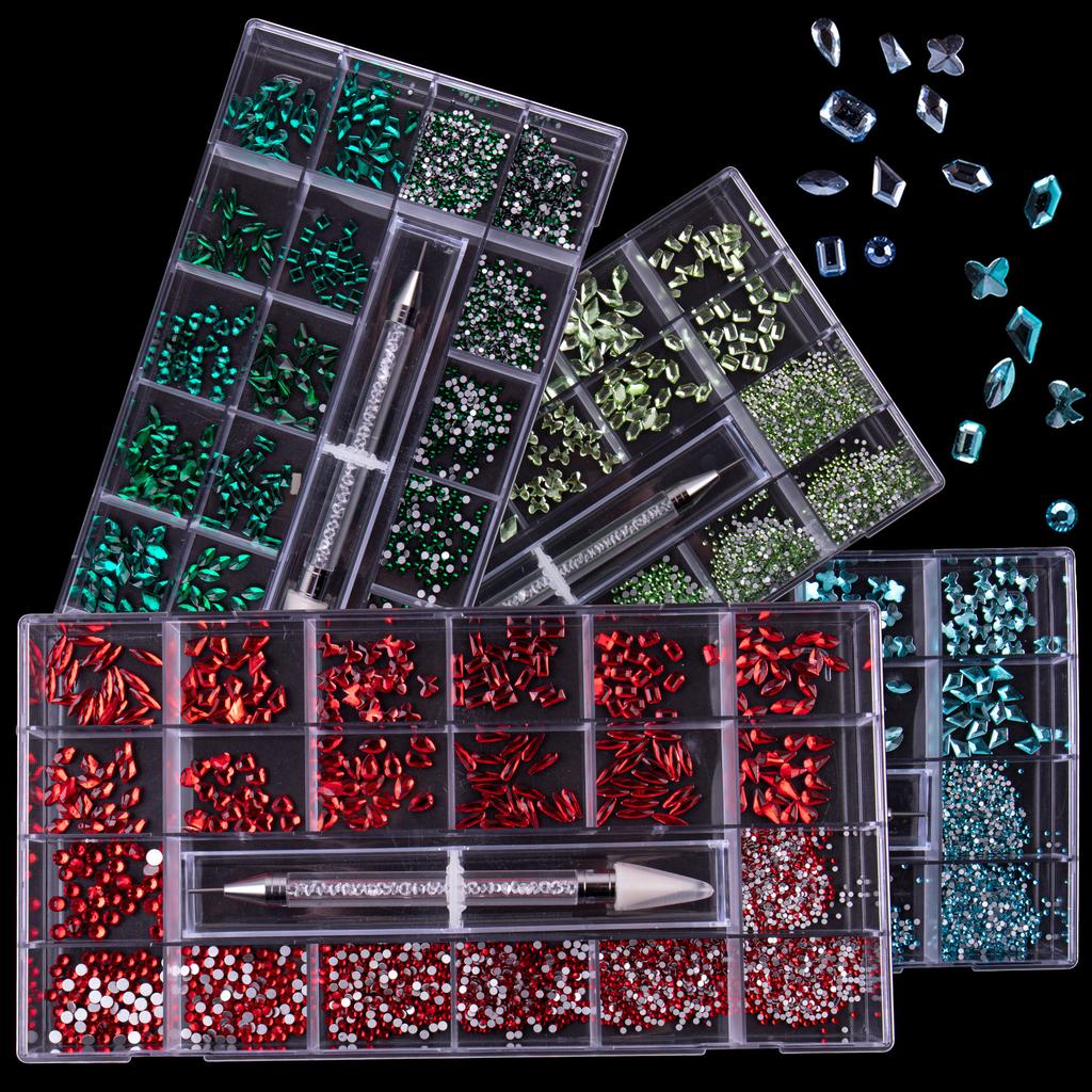Nail Art 21 Grid Rhinestone Box Nail Art Diamond Flat Bottom Special-Shaped Diamond Nail Rhinestone Nail Art Jewelry Set
