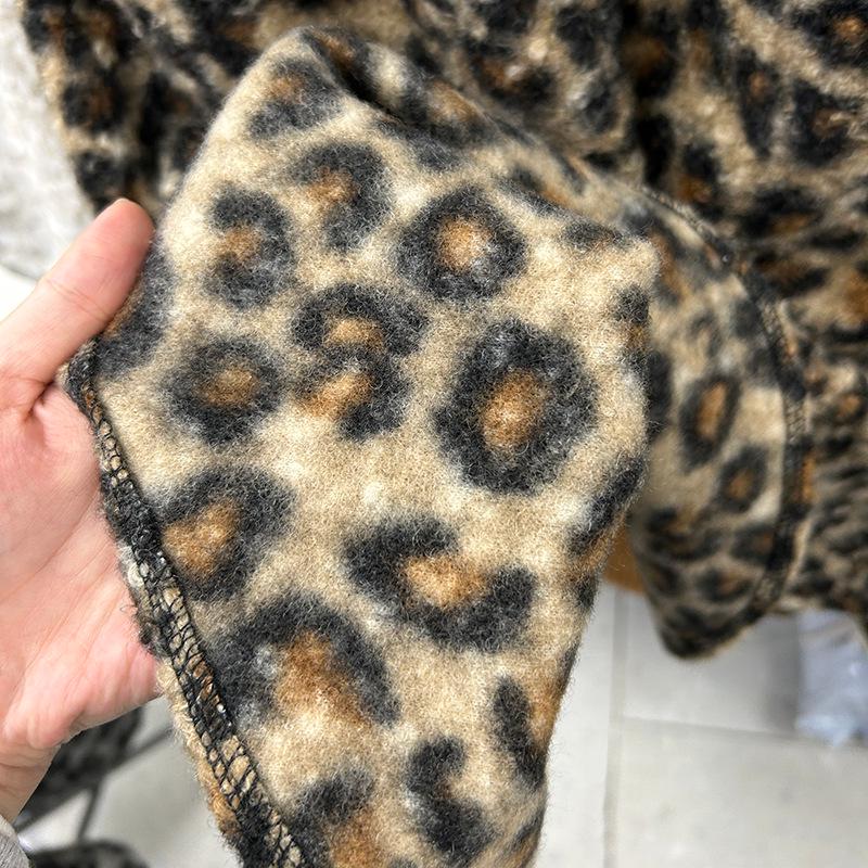 Retro Leopard Print Thick Wool Fishtail Midi Skirt - Versatile Autumn/Winter Design