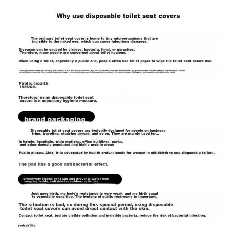 Banzheni Disposable Toilet Seat Cover, Travel Hotel Full Coverage, Extra Thick, for Postpartum Women, Waterproof, Individually Wrapped