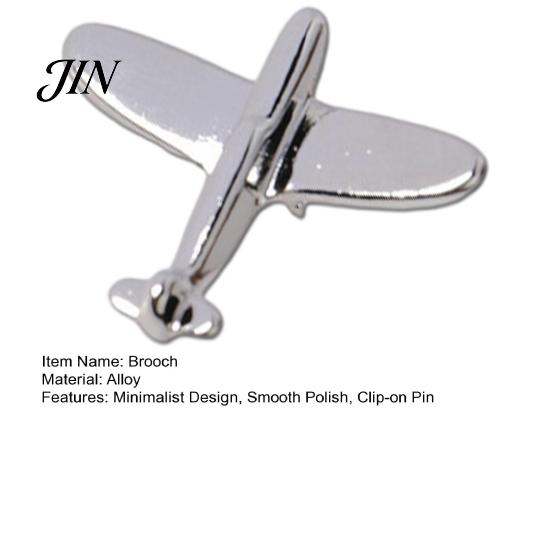 Date Outfit Accessory Men Suit Brooch, Airplane Design Lapel Pin with Clip-on Pin, Minimalist Collar Clip Smooth Polished Alloy Badge for Formal