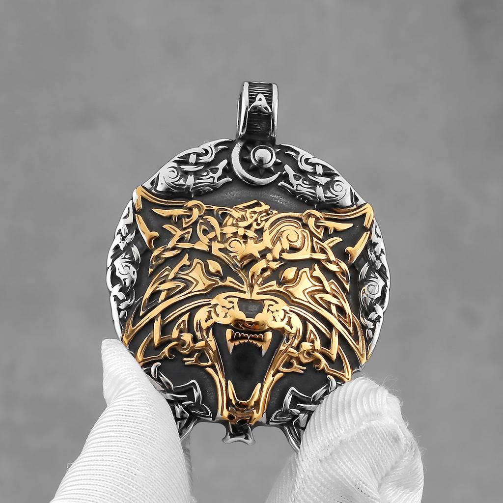 Herren Wikinger Wolf Halskette Edelstahl Mode Hip Hop Odin Amulett Keltischer Anhänger Halskette Vintage Charme Schmuck