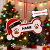 Christmas Resin Bone Dog Ornament - Pet Name Tag & Paw Print/Photo Holder-like (Photo Not Included), DIY Name Plate Pendant
