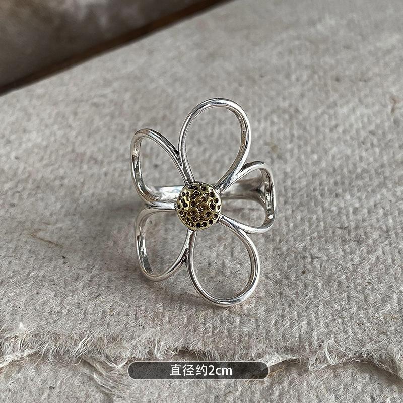 1 szt. Hollow-out nieregularne pierścionki Daisy dla kobiet, par z unikalnym wyczuciem wzornictwa, biżuteria vintage, prezent, akcesoria na imprezę