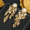 Charm Female White Pear Tree Leaf Drop Dangle Earrings Cute Gold Color Party Jewelry For Women