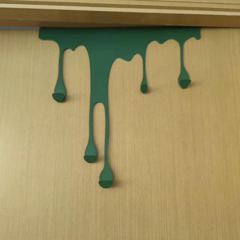 Waterdrop Shaped Door Hook Sturdy Metal Coat Rack No Drill Door behind Organizer Rust-Free Wall Hook for Home Bearing 15kg зелёный