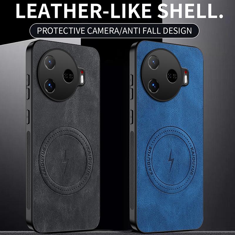 Etui do Tecno Camon 30 Pro/Tecno Camon 30 4G 5G Proste Stylowe Magnetyczne Przyssawki Luksusowa Skóra PU Przyjazna dla Skóry Odporne na Upadki Pokrowiec