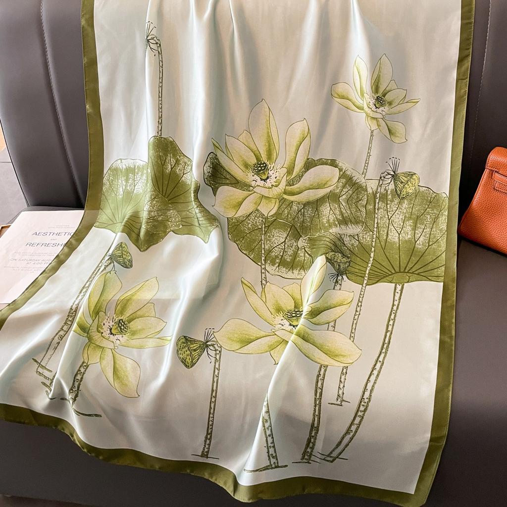 The new printing silk scarf spring and summer outside take sunscreen scarf beach towel thin section warm neck temperament versatile ladies