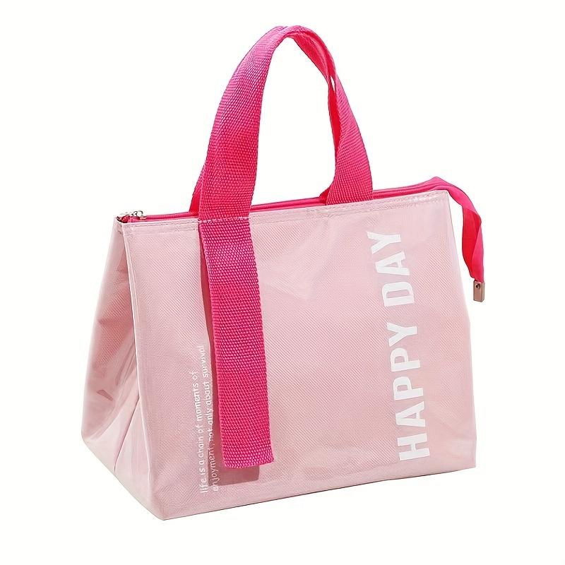 1pc Insulated Lunch Bag,PET Material,Square Shape,Large Capacity Portable Bento Box Carrier with Thermal Ware, with Hand Wash Operation Instruction